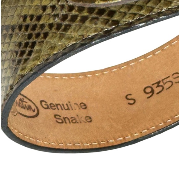Justin Boots Genuine Green Snakeskin Leather Western Ranger Belt Silver Buckle - Picture 5 of 13